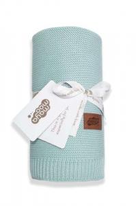 Pletená deka do kočíka bavlna bambus , Barva - Svetlo zelená , Rozměr textilu - 80x100