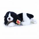 Plyšový pes kokršpaniel ležiace, 24 cm , Barva - Bielo-čierna