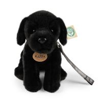 Plyšový pes labrador černý s vodítkem 25 cm ECO-FRIENDLY , Barva - Čierna