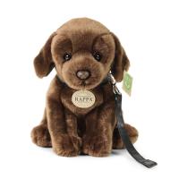 Plyšový pes labrador hnědý s vodítkem 25 cm ECO-FRIENDLY , Barva - Hnedá