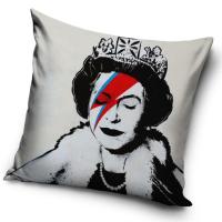 Plyšová obliečka na vankúšik Banksy Queen Ziggy , Barva - Šedá , Rozměr textilu - 40x40