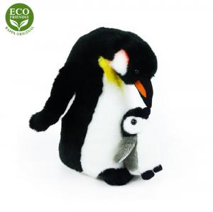 Plyšový tučniak s mláďaťom 22 cm ECO , Barva - Čierna