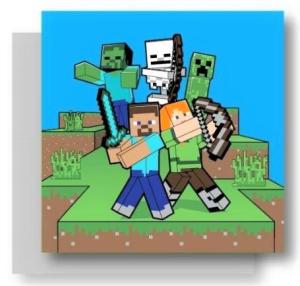 Vankúšik Minecraft , Barva - Modro-zelená , Rozměr textilu - 35x35