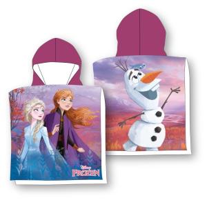 Pončo Ľadové Kráľovstvo Anna Elsa Olaf , Barva - Fialová , Rozměr textilu - 55x110