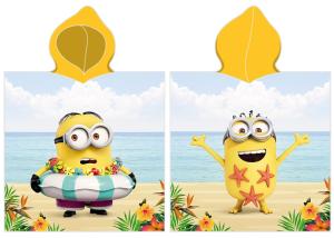 Pončo Mimoni Bob sa učí plávať , Barva - Modro-žltá , Rozměr textilu - 55x110