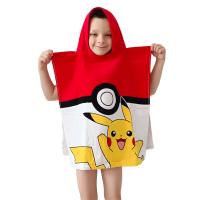 pončo Pokémon Pokéball a Pikachu , Barva - Bielo-červená , Rozměr textilu - 50x115