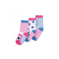 Ponožky sovička 3ks , Velikost - 98/104 , Barva - Modro-růžová