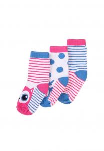 Ponožky sovička 3ks , Velikost - 98/104 , Barva - Modro-růžová