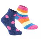 Ponožky dievčenské FLUFFY 2ks , Velikost ponožky - 27-30 , Barva - Fialovo-růžová