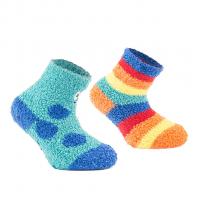Ponožky FLUFFY s protišmykom 2ks , Velikost ponožky - 12-24 měsíců , Barva - Barevná