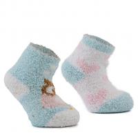 Ponožky FLUFFY s protišmykom 2ks , Velikost ponožky - 12-24 měsíců , Barva - Růžovo-modrá