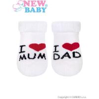 Ponožky I Love Mum and Dad froté , Velikost - 62 , Barva - Biela