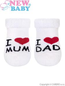 Ponožky I Love Mum and Dad froté , Velikost - 62 , Barva - Biela