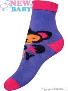 Ponožky New Baby fialové s opicou , Barva - Fialová