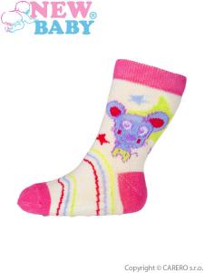 Ponožky New Baby s ABS s myškou , Barva - Ružová