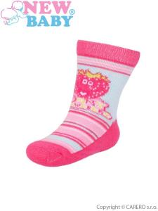 Ponožky New Baby s ABS jahoda , Barva - Růžovo-modrá