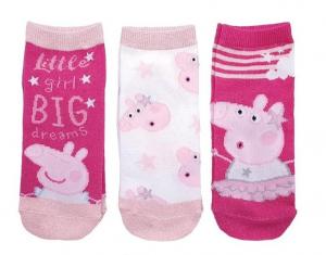 PONOŽKY PEPPA PIG 3ks , Velikost ponožky - 31-34 , Barva - Tmavo ružová