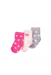 Ponožky srdiečka 3ks , Barva - Ružová