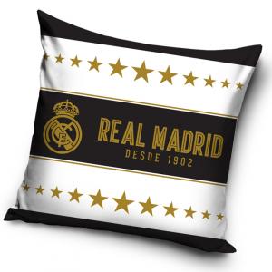Povlak na vankúš Real Madrid Gold Stars , Barva - Bielo-čierna , Rozměr textilu - 45x45