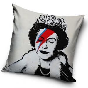 Plyšový povlak na polštářek Banksy Queen Ziggy , Barva - Šedá , Rozměr textilu - 40x40