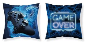 Obliečka na vankúšik Game Over blue micro , Barva - Modrá , Rozměr textilu - 40x40