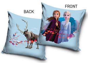 Povlak na polštářek Ledové Království Anna Elsa Sven a Olaf , Barva - Světlo modrá , Rozměr textilu - 40x40