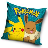 Povlak na polštářek Pokémon Pikachu a Eevee , Barva - Zelená , Rozměr textilu - 40x40
