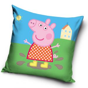 Obliečka na vankúšik Prasiatko Peppa V kaluži , Barva - Modro-zelená , Rozměr textilu - 40x40