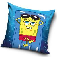 Obliečka na vankúšik Sponge Bob Na ležadle , Barva - Modrá , Rozměr textilu - 40x40