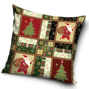 Obliečka na vankúšik Vianočný Patchwork , Barva - Červená , Rozměr textilu - 40x40