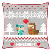 Povlak na polštářek Vánoční Svět Minecraft , Barva - Šedá , Rozměr textilu - 40x40