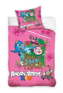 Obliečky Angry Birds Rio , Barva - Ružová , Rozměr textilu - 140x200