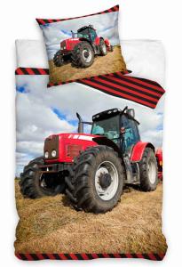 Obliečky Bavlnené Červený traktor na poli , Barva - Barevná , Rozměr textilu - 140x200