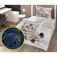 Obliečky Best Friends Mačiatko svietiace , Barva - Šedá , Rozměr textilu - 140x200