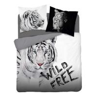 obliečky Biely Tiger Wild Free Francúzske , Barva - Bílo-šedá , Rozměr textilu - 200x220