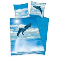 Obliečky Delfíny , Barva - Modrá , Rozměr textilu - 140x200