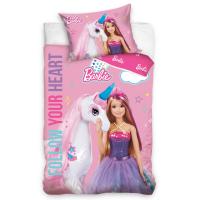 Obliečky do postieľky Barbie a Dúhový Jednorožec , Barva - Ružová , Rozměr textilu - 100x135