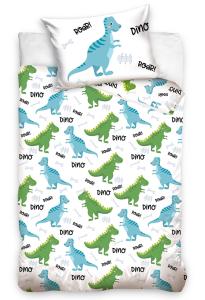 Obliečky do postieľky Dinosaurie Kamaráti , Barva - Bielo-zelená , Rozměr textilu - 100x135