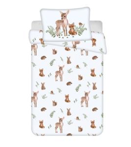 Obliečky do postieľky Lesné zvieratká baby , Barva - Biela , Rozměr textilu - 100x135