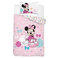 Obliečky do postieľky Minnie bodkami , Barva - Svetlo ružová , Rozměr textilu - 100x135