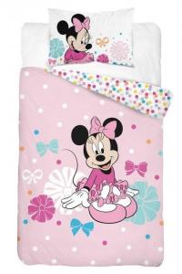 Obliečky do postieľky Minnie bodkami , Barva - Svetlo ružová , Rozměr textilu - 100x135