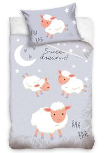 Obliečky do postieľky Ovečky Sweet Dreams , Barva - Šedá , Rozměr textilu - 100x135