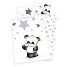 Obliečky do postieľky Panda flanel , Barva - Biela , Rozměr textilu - 100x135