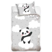 Obliečky do postieľky Panda na Obláčiku , Barva - Šedo-bílá , Rozměr textilu - 100x135