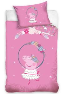 Obliečky do postieľky Peppa Pig Akrobatka , Barva - Ružová , Rozměr textilu - 100x135