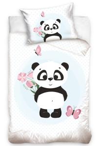 Obliečky do postieľky Roztomilá Panda , Barva - Biela , Rozměr textilu - 100x135