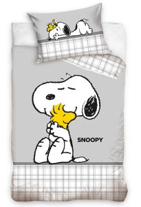 Obliečky do postieľky Snoopy Najlepšie Kamaráti , Barva - Šedá , Rozměr textilu - 100x135