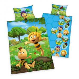 Obliečky do postieľky Včielka Mája a Vilko , Barva - Modro-zelená , Rozměr textilu - 100x135