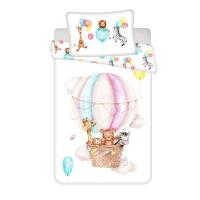 Obliečky do postieľky Zvieratká Flying balloon baby , Barva - Bílo-růžová , Rozměr textilu - 100x135