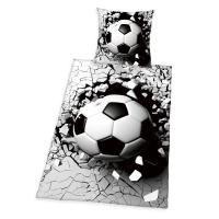 Obliečky Futbalová lopta 3D Efekt , Barva - Bielo-čierna , Rozměr textilu - 140x200